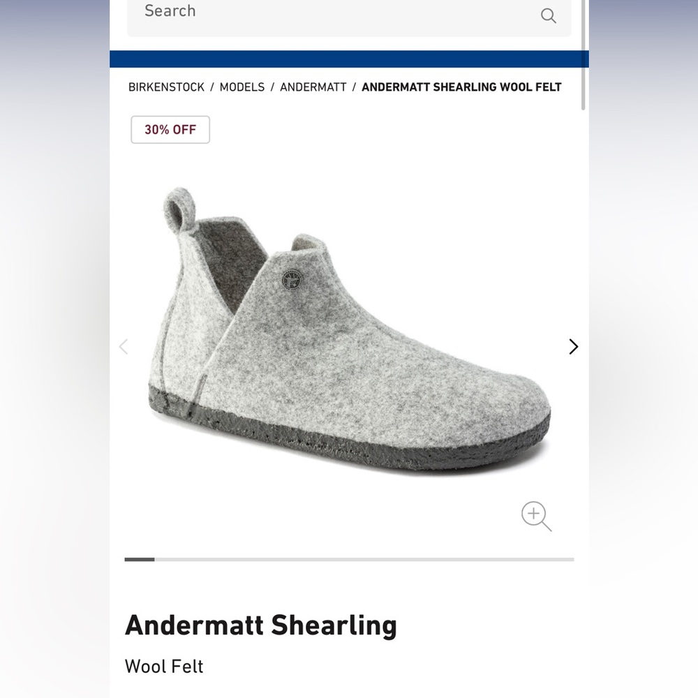Birkenstock Andermatt Shearling Light Gray Size 10/EU 41